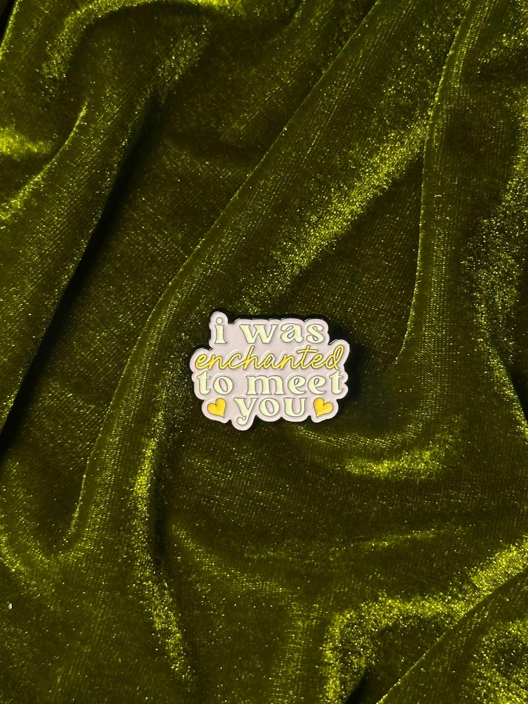 Enchanted to meet you enamel pin